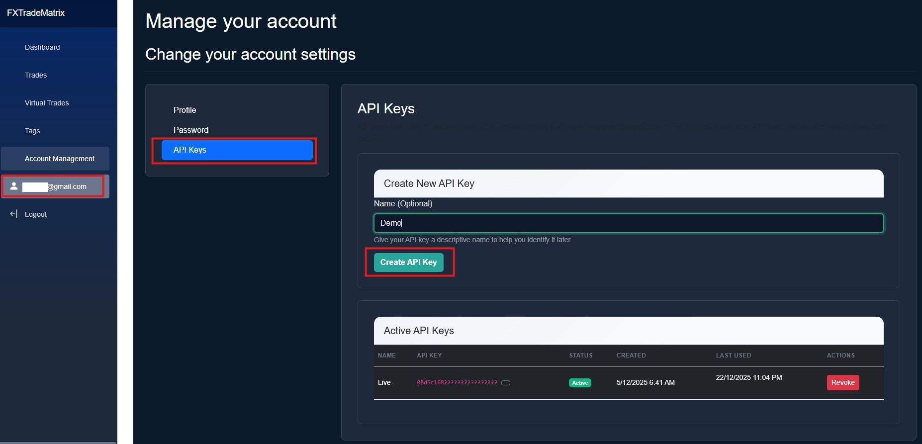 Create API Key